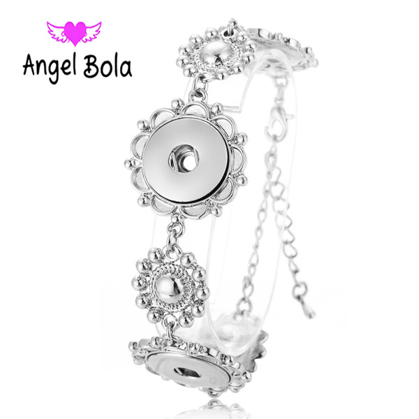 19cm long fashion charm metal flower bracelet fit18mm DIY JEWELRY NOOSA SNAP BUTTONS