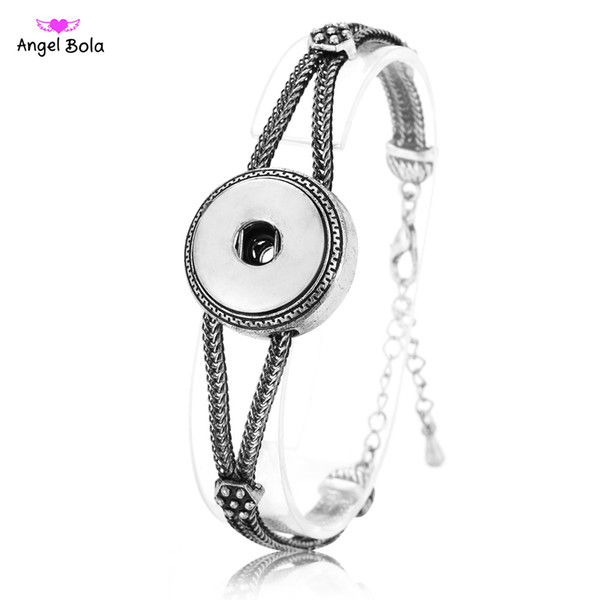 Newest Design Fit 18mm Button Ginger Chain Antique Silver Metal Snap Button Charm Bracelet Jewelry