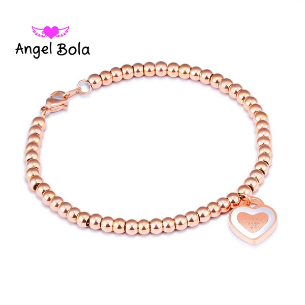 Hot Sale Girl Bracelets High Quality stainless rose gold steel Bracelet & Bangle Jewelry Women Heart Bracelets