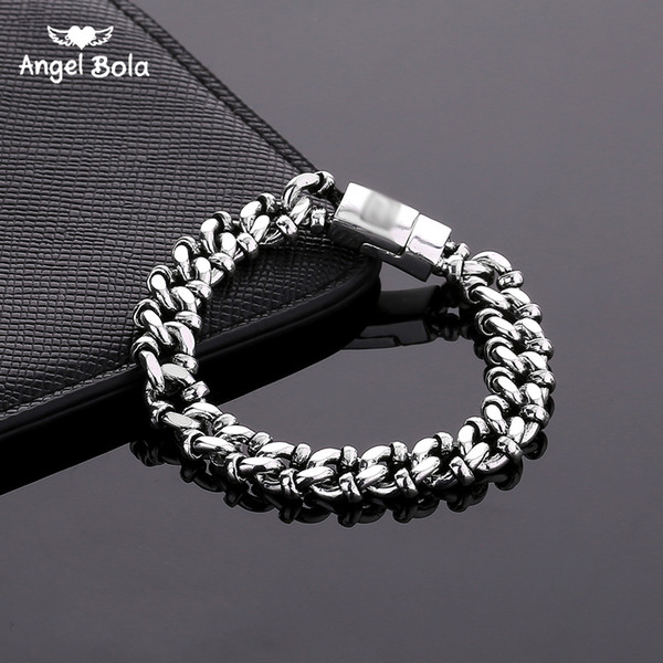 Ancient silver Mens Bracelet Bangle Wristband Link Chains Length Fashion Retro Style Jewelry Stylish simplicity Wholesale order