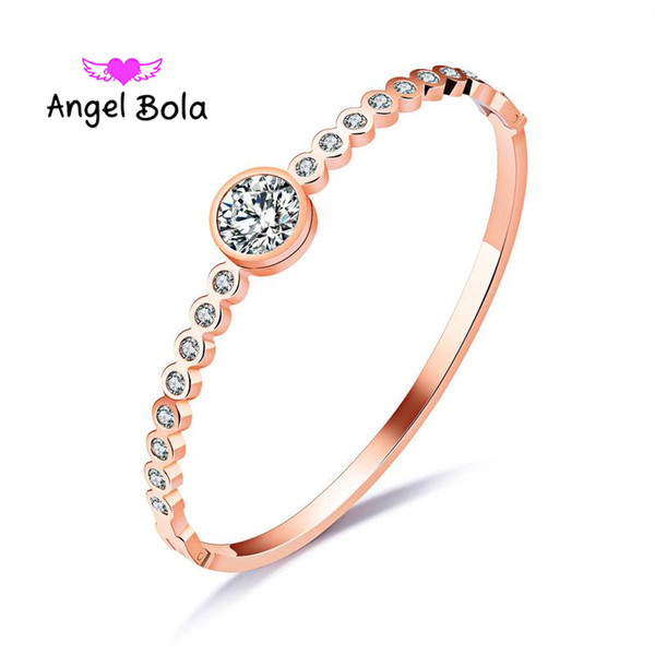 Fashion luxurious of 18K gold zircon bracelets women's rose gold titanium steel bracelets girlfriends jewelry fashion sweet models