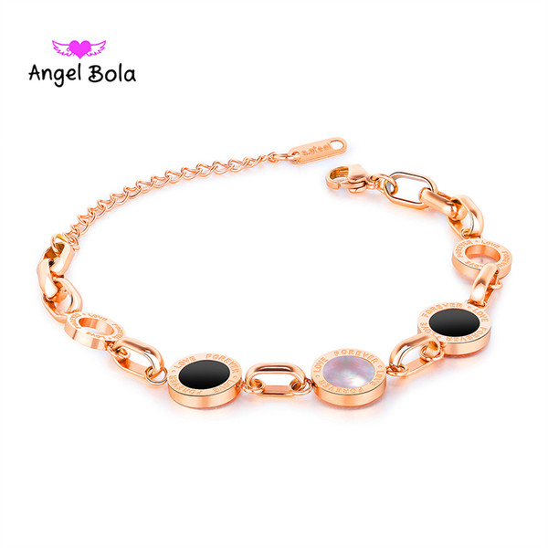 Fashion Luxury Simple ladies stainless steel plated rose gold mother-of-pearl bracelet versatile new products