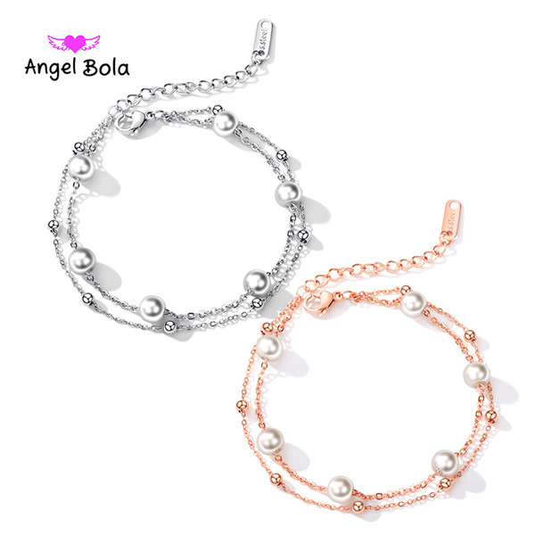 Fashion High Quality Rose Gold Silver Color 6pcs Simulated Pearl Bracelets For Women Sale Wristband Gifts Jewellery