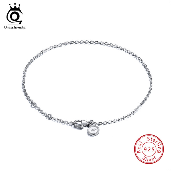 ORSA JEWELS Real 925 Sterling Silver Bracelets Women Perfect Polished Bracelet Lobster-claw-clasp Fashion Female Jewelry SB29