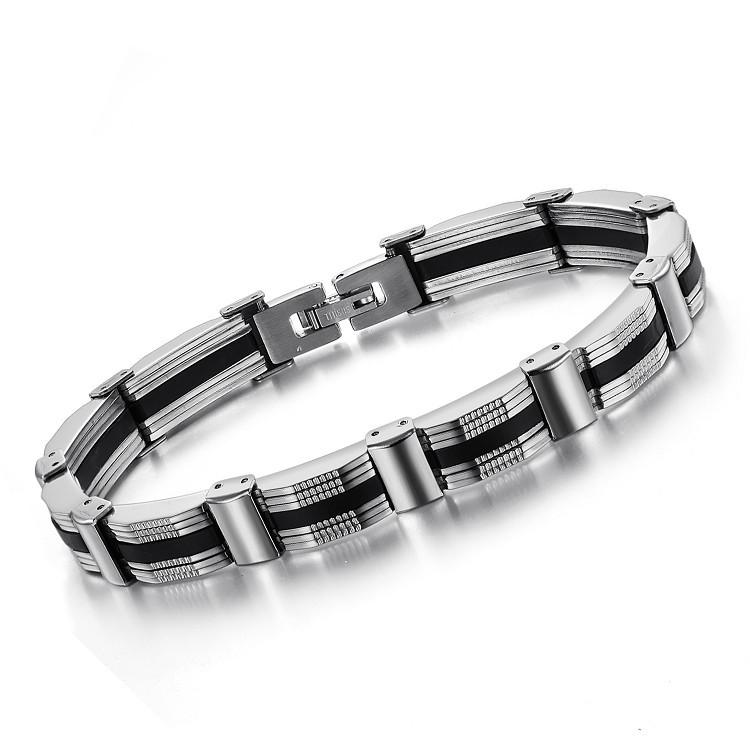 Orsa Jewelry New Arrival,316L Stainless Steel Bracelet with Silicone,Men's Bracelet Top Quality Jewelry OTB05