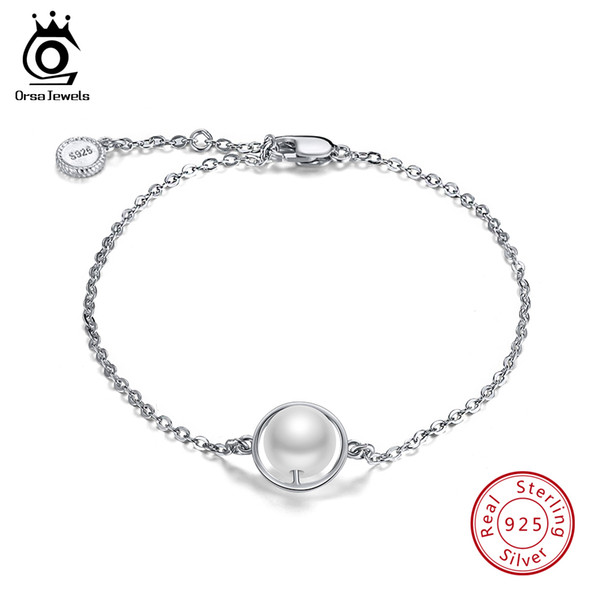 ORSA JEWELS Fashion 925 Sterling Silver Women Bracelets With Large stone Lobster-claw-clasps Chain Bracelet Female Jewelry SB21