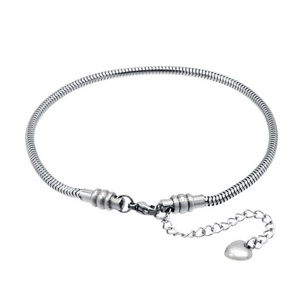 Stainless Steel Snake Chain Starter Charm Bracelet With Lobster Clasp Fit Beads For Women or Teen Girls Charm Bracelet