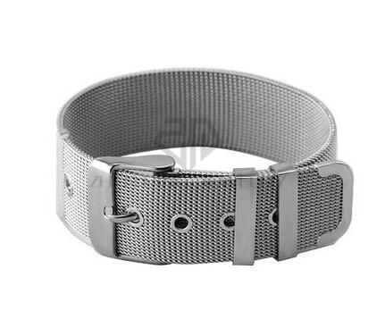 Free Shipping Men's 316L Stainless Steel Round Silver Color Mesh Bangle Bracelet Watch Strap with Toggle-clasps