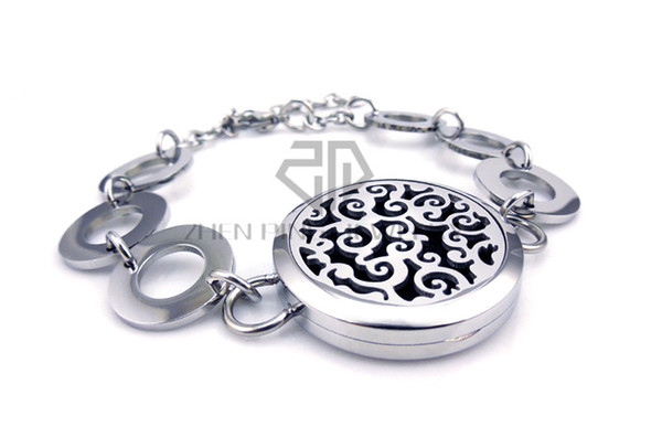 Free Shipping Round Steel Color Auspicious Clouds (30mm) with Circle Band Aromatherapy Diffuser Essential Oils Lockets Bracelet