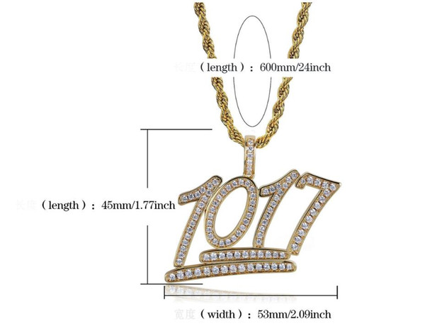 Euro-American fashion pop hip hop boom number 1017 personality attractive electroplated 18K Gold Pendant with Zircon Pendant Necklace access