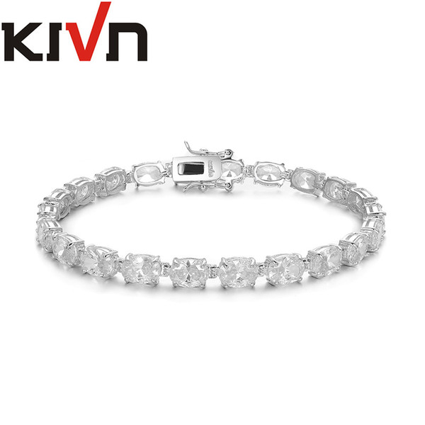 KIVN Fashion Jewelry Sparking CZ Cubic Zirconia Bridal Wedding White Bangle bracelets for Women Birthday Christmas Valentines Gift