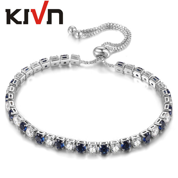 KIVN Fashion Jewelry 4mm CZ Cubic Zirconia Adjustable Women Girls Tennis Wedding Bridal Bracelets Promotion Birthday Gifts