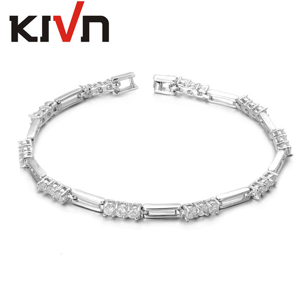 KIVN Fashion Jewelry Tiny Delicate CZ Cubic Zirconia Womens Girls Bridal Wedding Bracelets Promotion Birthday Christmas Gifts