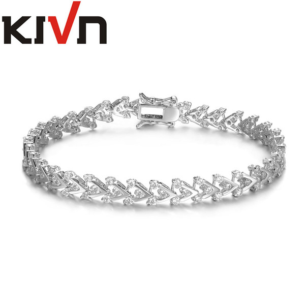 KIVN Fashion Jewelry CZ Cubic Zirconia Women Girls Wedding Bridal Bracelets Promotion Christmas Mothers Day Birthday valentines Gifts