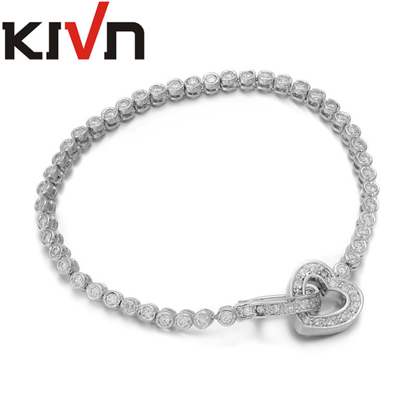 KIVN Fashion Jewelry Classic Heart CZ Cubic Zirconia Bridal Wedding Bracelets for Women Girls Mothers Promotion Birthday Valentines Gifts