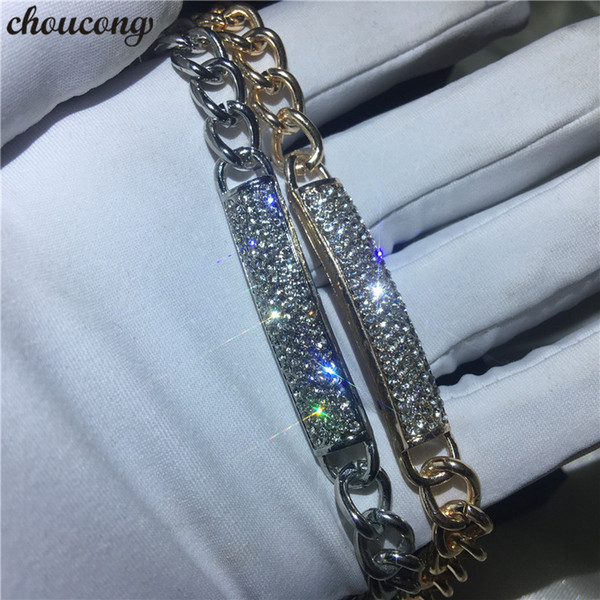 Vecalon Fashion Tennis bracelet White Rose Gold Filled Crystal cz Chain Party bracelets for women men Fashion Jewerly