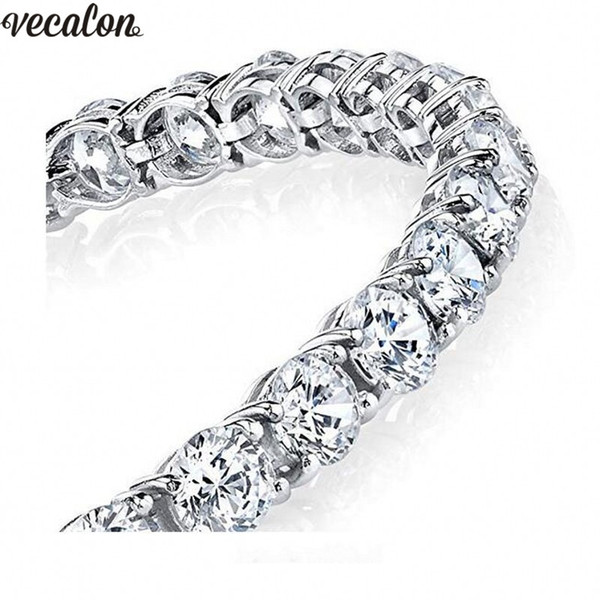 Vecalon Tennis Bracelet Round 8mm Diamond White gold filled Engagement wedding Bracelets for women Jewelry