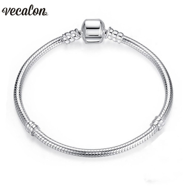 Fashion Bracelet Fit Bead 925 Sterling Silver Filled Snake Chain Bangle & Bracelet Luxury Jewelry 16-23CM Women Gift