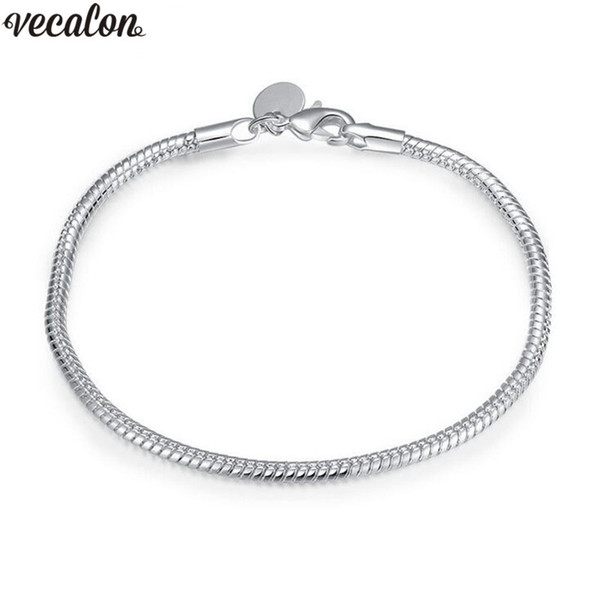 Couple Bracelet Fit Bead 925 Sterling Silver Flled Smooth Snake Chain Bangle & Bracelet Luxury Party Wedding Jewelry Women Gift