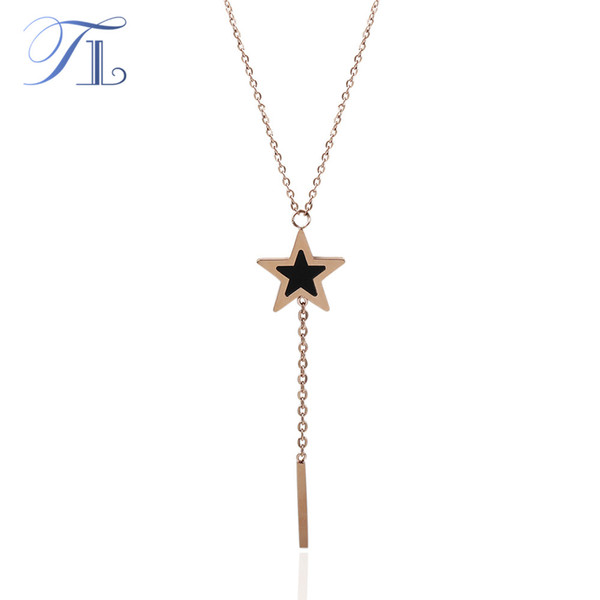 TL Fashion Simple Stainless Steel Choker Necklace Star &Vertical Bar Exquisite Sexy Charm Clavicle Chain Necklace Jewelry Women