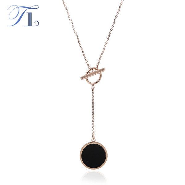 TL New Fashion Lady's Rose Gold Color Enamel Choker Necklace Statement Chain Collares Pendant Necklace Chain Jewelry For Women