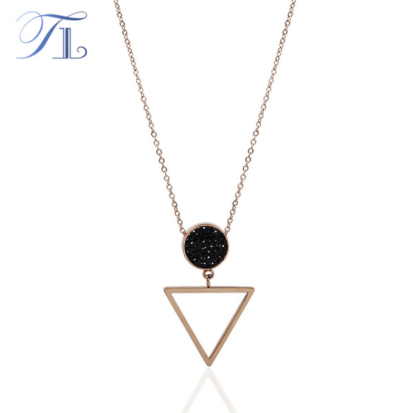 TL Fashion Enamel Round Chokers Necklaces Big Triangle Statement Chain Collares Pendant Necklaces Jewelry Accessories For Women