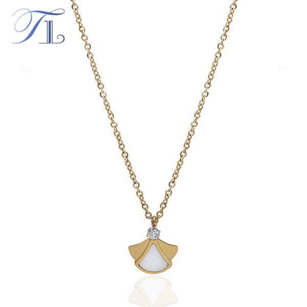 TL Cute Skirt Pattern Design for Women Stainless Steel Golden Color Necklaces Pendant Fashion Zircon Crystal&Resin Jewelry Gift