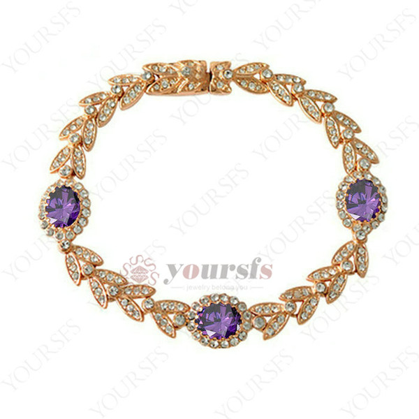 Yoursfs Luxury Crystal Bracelets For Women Mother 18K Rose Gold Plated Gold Olive Branch Bracelets Filling Austrian Crystal Vintage Bracelet