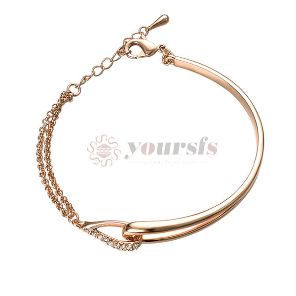 Yoursfs Rose Gold color Double Layer Romantic Charm Bracelets & Bangles Female Clasp Bracelet Jewelry Woman Gift