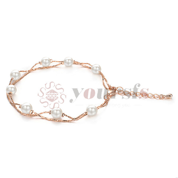 Yoursfs Charm Bracelet & Bangle For Women Rose Gold Fashion Brand Vintage Simulated Pearl Beads Jewelry