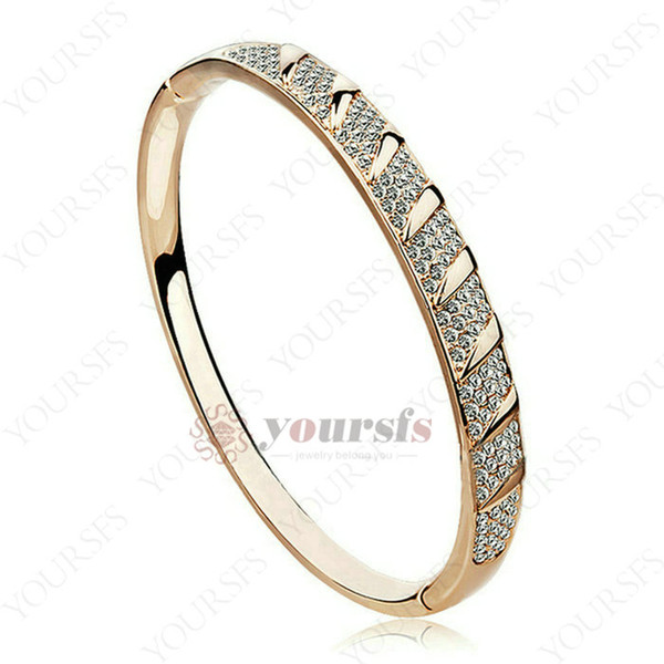 Yoursfs rose gold bangle 18K Rose Gold Plated Imitation Gemstone Bracelet Charm Jewelry For Women Drop Shipping