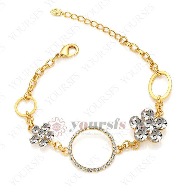 Yoursfs 18K Rose Gold Plated Flower Bracelet Use Clear Austrian Crystal Bangle