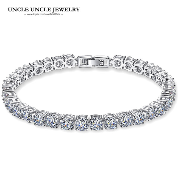 Silver Color Brand Design Clear Cubic Zirconia Fully Inlays Woman Luxury Strand Bracelet Wholesale Wedding Perfect Gifts