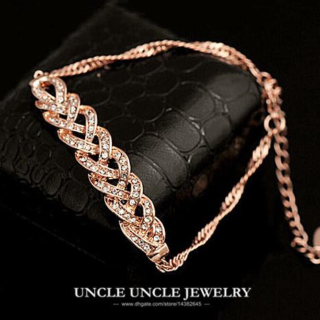 Rose Gold Color Austrian Rhinestones Fully Setting Fashion Lady Bracelet (Gold/Silver) Wholesale