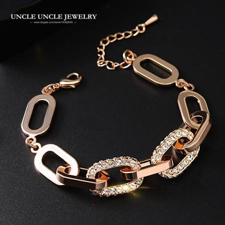 Rose Gold Color Brand Design Austrian Rhinestones Setting Geometric Element Design Luxury Lady Bracelet Wholesale