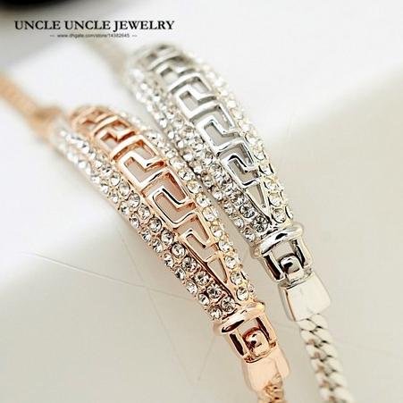 Rose Gold Color Brand Design Rome G Style Rhinestones Fully Setting Luxury Lady Bracelet