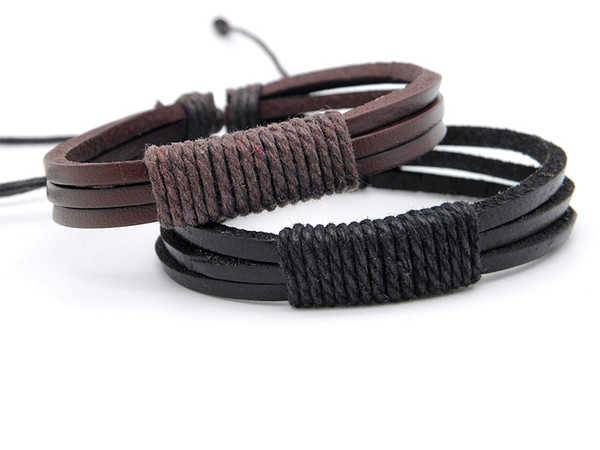 New Arrival hand-woven Leather Braided Wristband Hemp Bracelets For Couples Men Women Bangle Bracelet Jewelry accessories Gifts