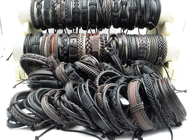 Brand NewTrendy hand woven Leather Braided Hemp Bracelets Unisex Leather Wristband Bracelet Jewelry Factory Price Wholesale Promotion Gifts