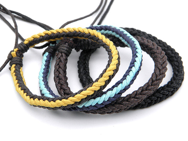 2019 Stylish Leather Hemp Braided Bracelets Eight strands woven square bracelet Women's Handmade Leather Wrap Bracelet Gifts Factory Price