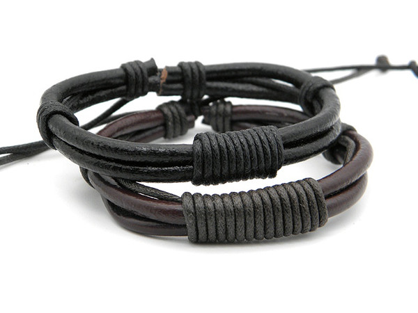 2019 Stylish Men's Leather Braided Wrap Bracelets Handmade Genuine Leather Wristband Rope Chain Bracelet Jewelry Gifts Factory Price Stock