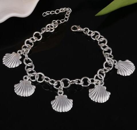 Vintage Silvers Alloy Sea Shell Stainless Stee Chain Bracelets Fit Clip On Charm Link Bracelets Handcraft Accessories Jewelry Findings 12pcs