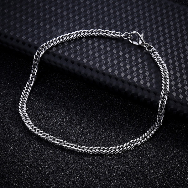 Geometric Stainless Steel Chain Bracelet Simple Silver Plated Link Bracelets Fashion Women & Men Jewelry Accessories Wholesale Free Shipping