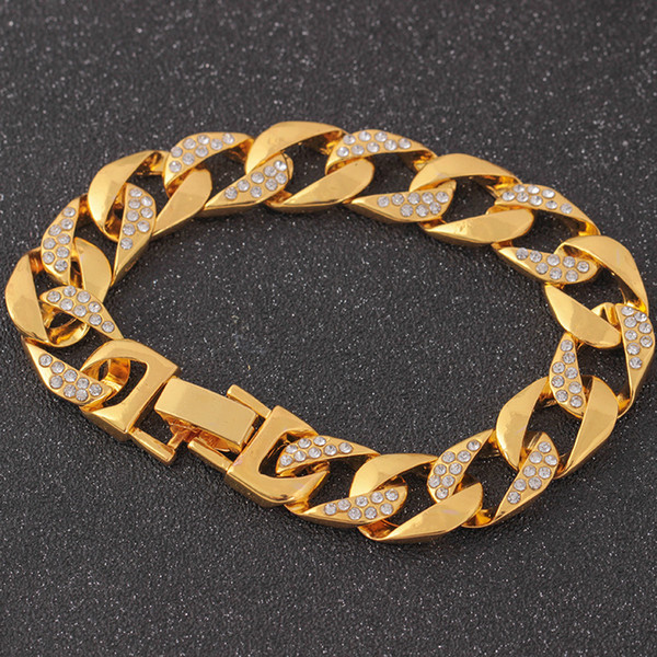 Geometric Hollow Alloy Chain Bracelet Women Rhinestone Link Bracelets Fashion Gold Plated Simple Jewelry Accessories Wholesale Free Shipping