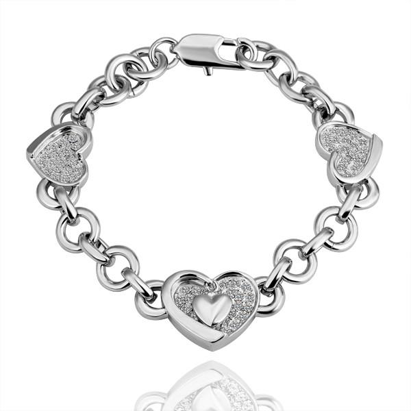 Classical 18K Platinum Plated Love Heart Genuine Austrian Crystal Fashion Costume Women Bracelets & Bangles Jewelry for Women