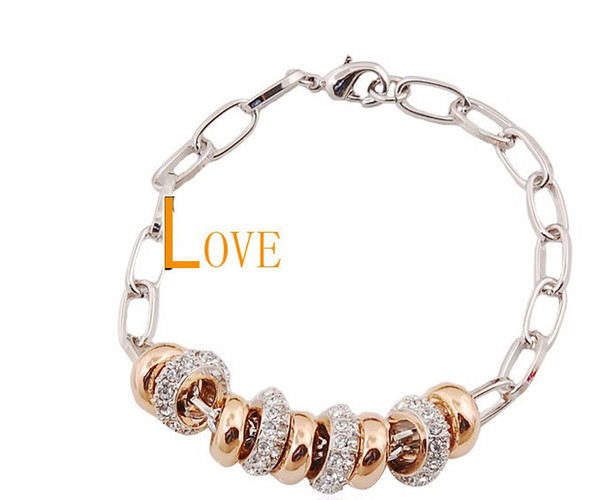 Classical 18K Platinum Plated Fashion Women Love Bracelets Genuine Austrian Crystal Costume Bead Bracelet Jewelry for Women Wholesale B13