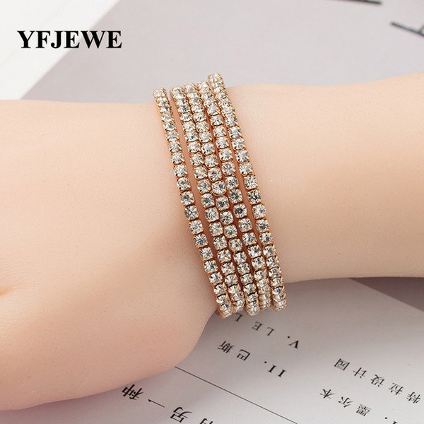 5 Pcs Top Crystal Elasticity Wrap Bracelets for Women Silver Color Bridal Wedding Bangle Jewelry Gift Hot Sale B132 YFJEWE