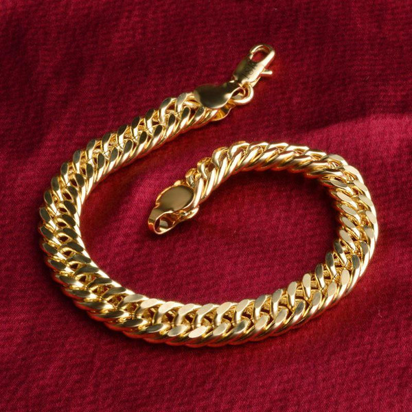 wholesale freeshipping 21cm 6mm 4pcs lot Popular upscale Garo men and women bracelet 18K gold bracelet for man and women high quality hot