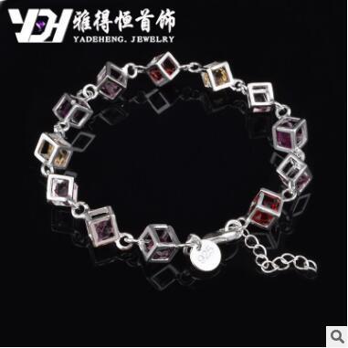 Wholesale-freeshipping 1 piece color Diamond bracelet Bracelet HOT 925 sterling silver bracelets latest 2016 new Korean jewelry