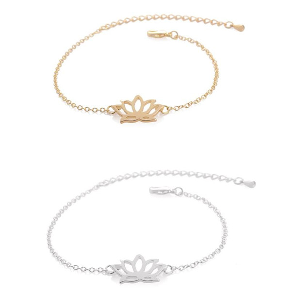 Fashion Elegant Temperament Female Hollow Lotus Bracelet New Simple And Elegant Metal Lotus Flower Yoga Bracelet jl-159