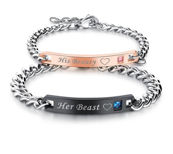 Lovers chain titanium steel lovers Rose Gold Black Bracelet